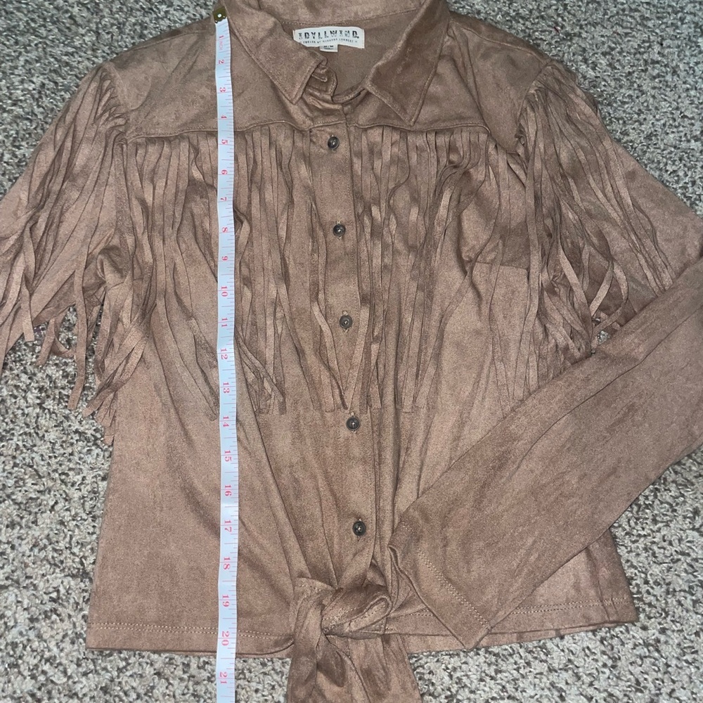 Idyllwind Tan Button-Up Shirt with Fringe - Picture 3 of 5